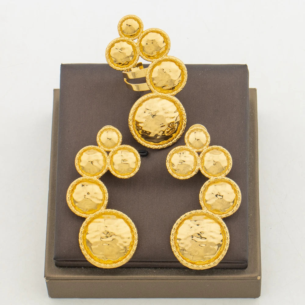 Luxury Boho Earrings & Ring Set – African Wedding Jewelry 2Pcs Engagement