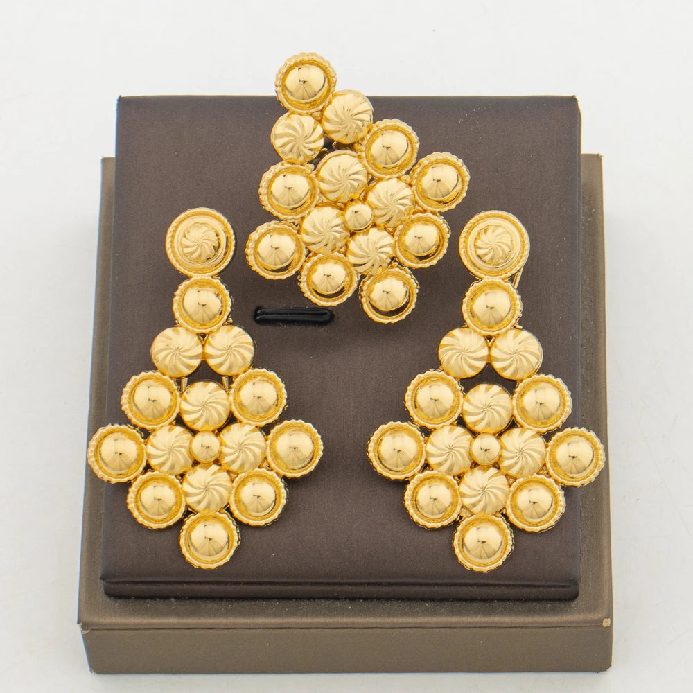 Luxury Boho Earrings & Ring Set – African Wedding Jewelry 2Pcs Engagement