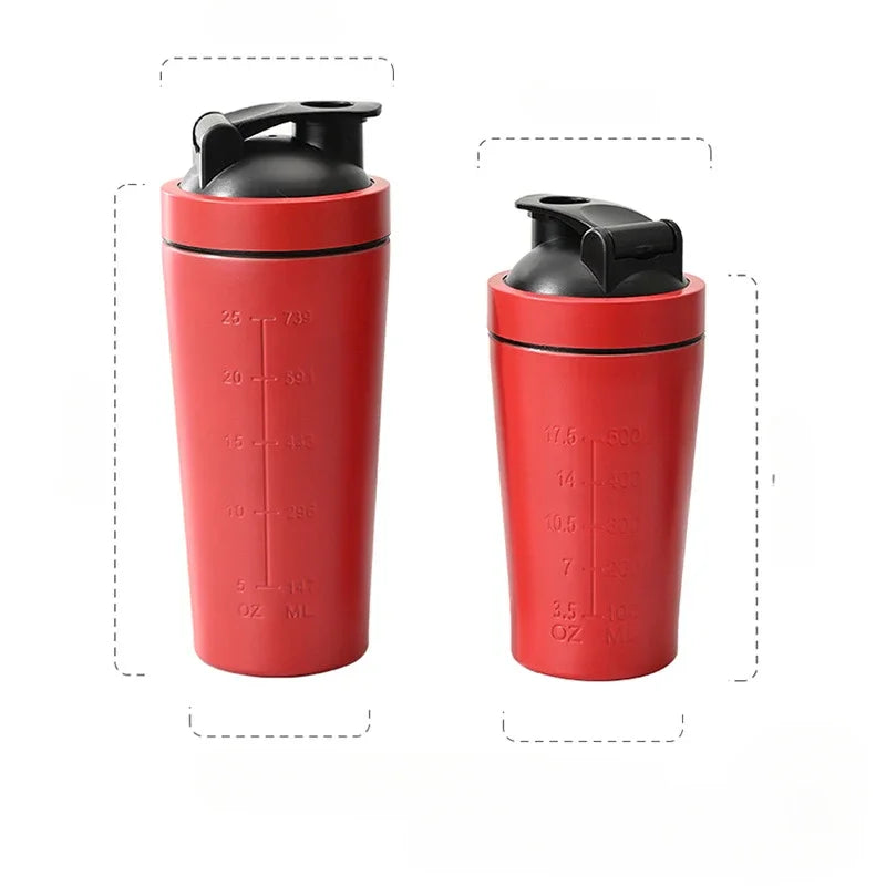 "Shaker Protéine Acier Inoxydable 500/750ML – Bouteille Sport avec Graduation, Étanche et Antifuite"