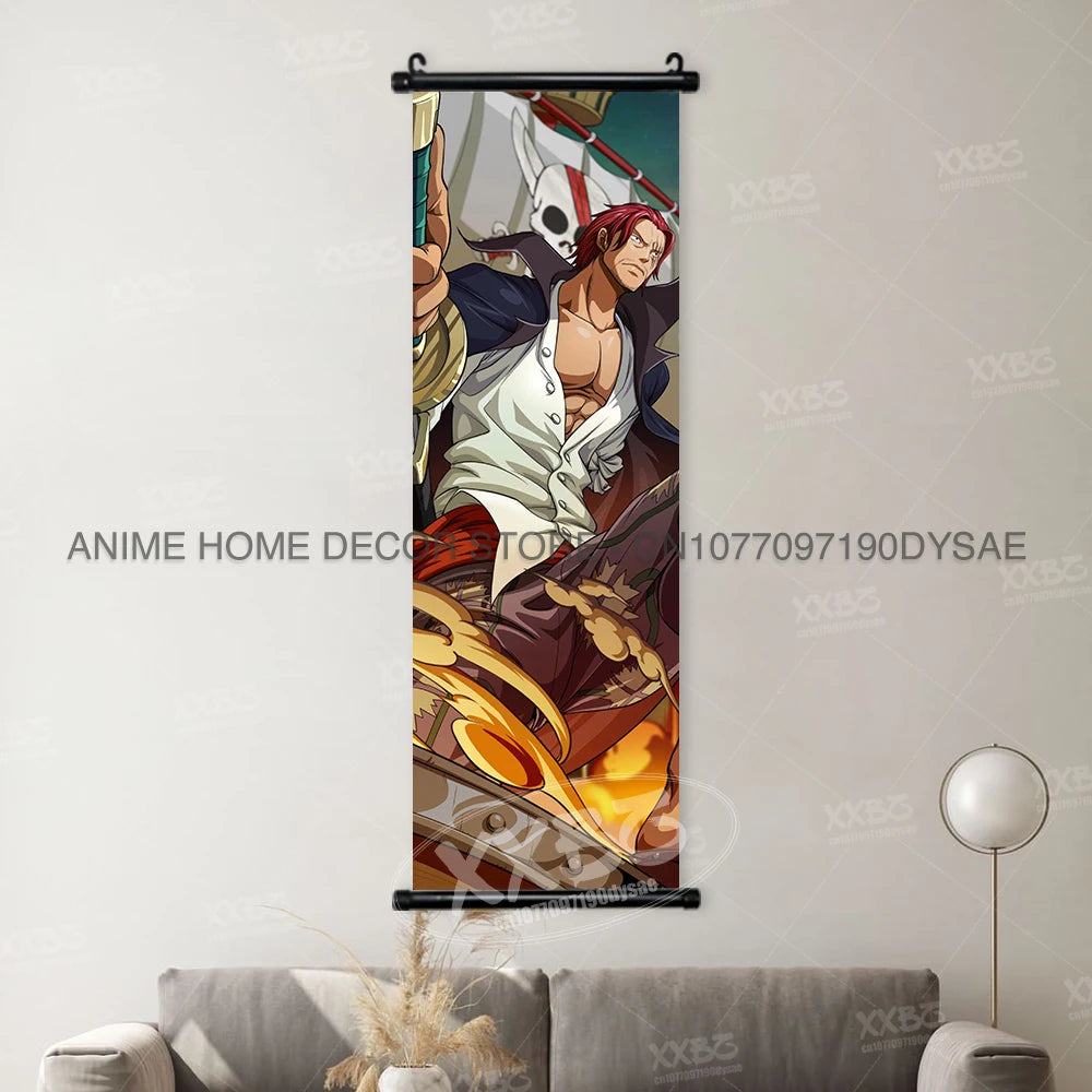 Poster One Piece – Monkey D. Luffy & Roronoa Zoro, Décoration Murale Anime, Scroll Art Buggy & Crocodile