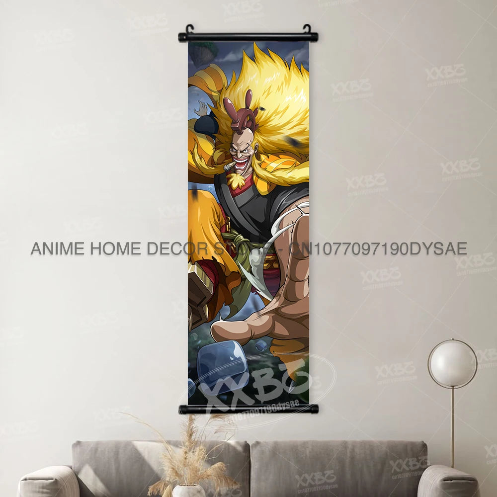 Poster One Piece – Monkey D. Luffy & Roronoa Zoro, Décoration Murale Anime, Scroll Art Buggy & Crocodile