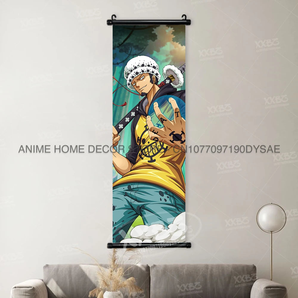 Poster One Piece – Monkey D. Luffy & Roronoa Zoro, Décoration Murale Anime, Scroll Art Buggy & Crocodile