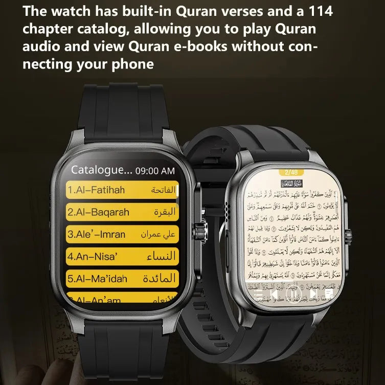 Muslim Smart Watch Qibla Direction Prayer Alarm Quran Audio Compass BT Call Answer Waterproof Prayer Alarm Smartwatch