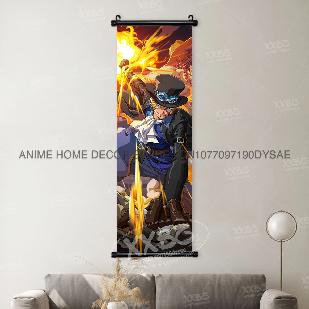 Poster One Piece – Monkey D. Luffy & Roronoa Zoro, Décoration Murale Anime, Scroll Art Buggy & Crocodile