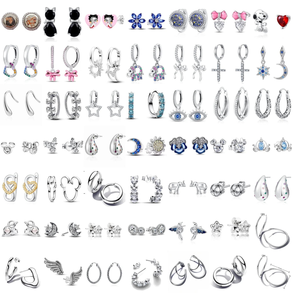 Boucles d’oreilles femme en argent 925 MINISO | Disney Mickey, ailes, fleurs & éléphant – Bijoux fantaisie, studs & hoops