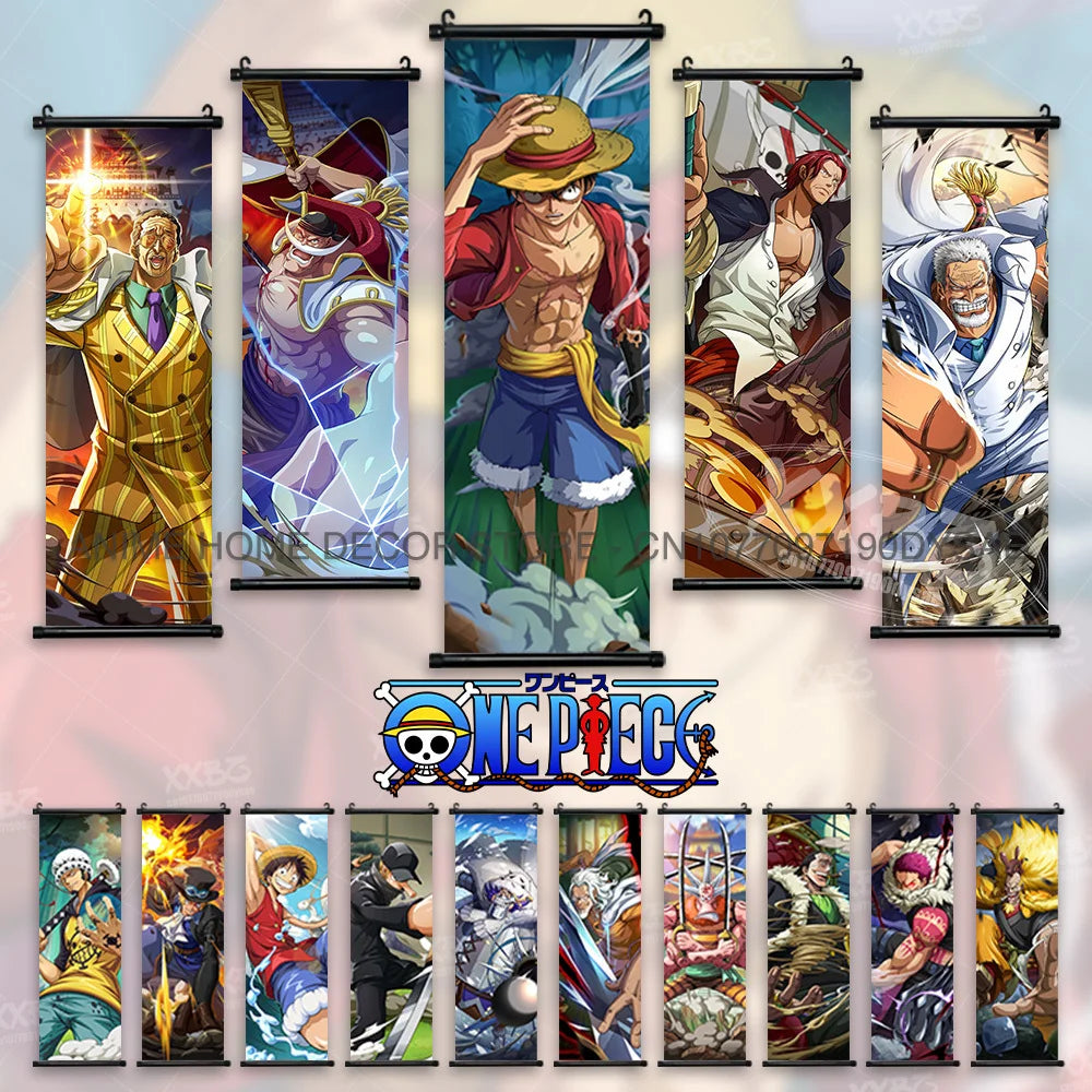 Poster One Piece – Monkey D. Luffy & Roronoa Zoro, Décoration Murale Anime, Scroll Art Buggy & Crocodile
