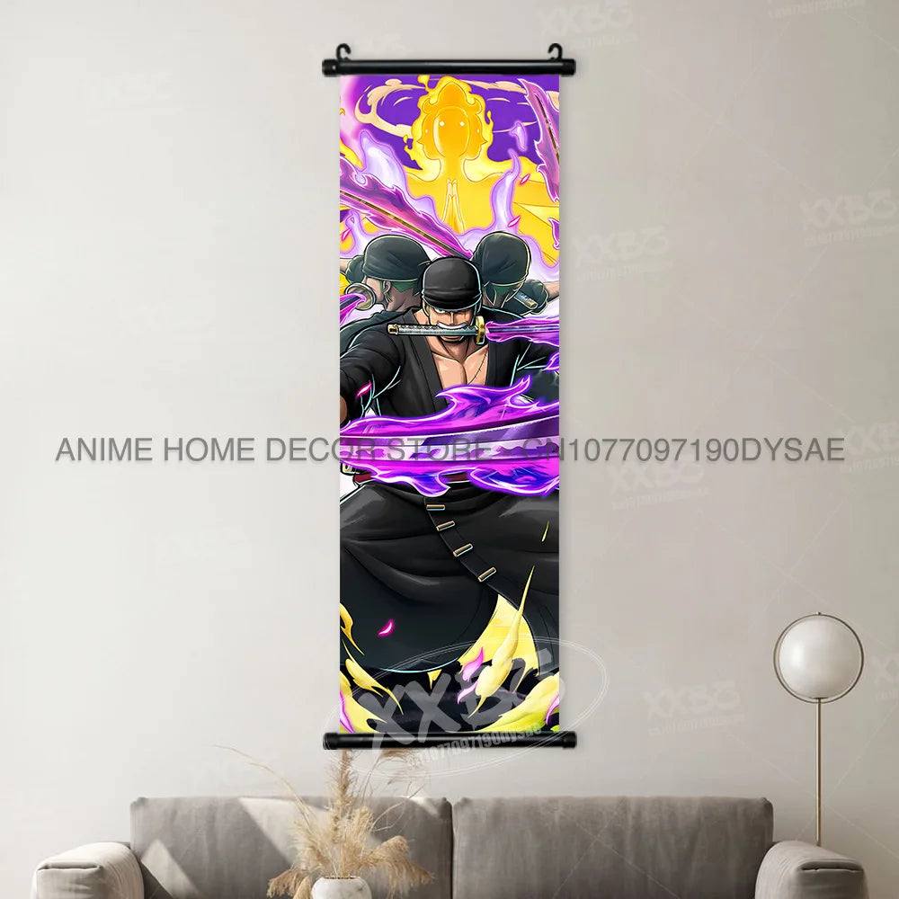 Poster One Piece – Monkey D. Luffy & Roronoa Zoro, Décoration Murale Anime, Scroll Art Buggy & Crocodile
