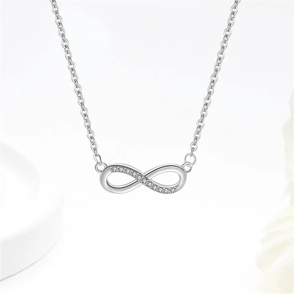 Parure femme argent 925 | Collier, bracelet et boucles d’oreilles Mobius avec zircon cristal – Bijoux cadeau