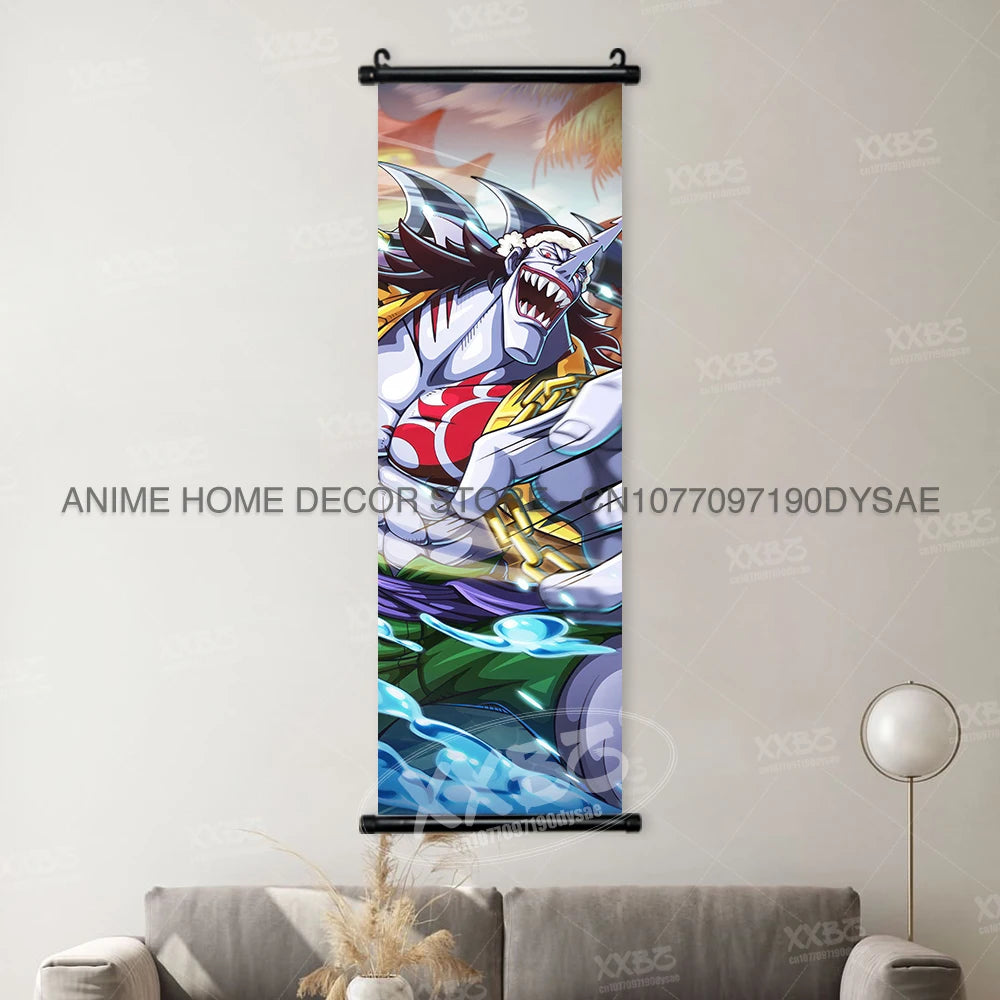 Poster One Piece – Monkey D. Luffy & Roronoa Zoro, Décoration Murale Anime, Scroll Art Buggy & Crocodile