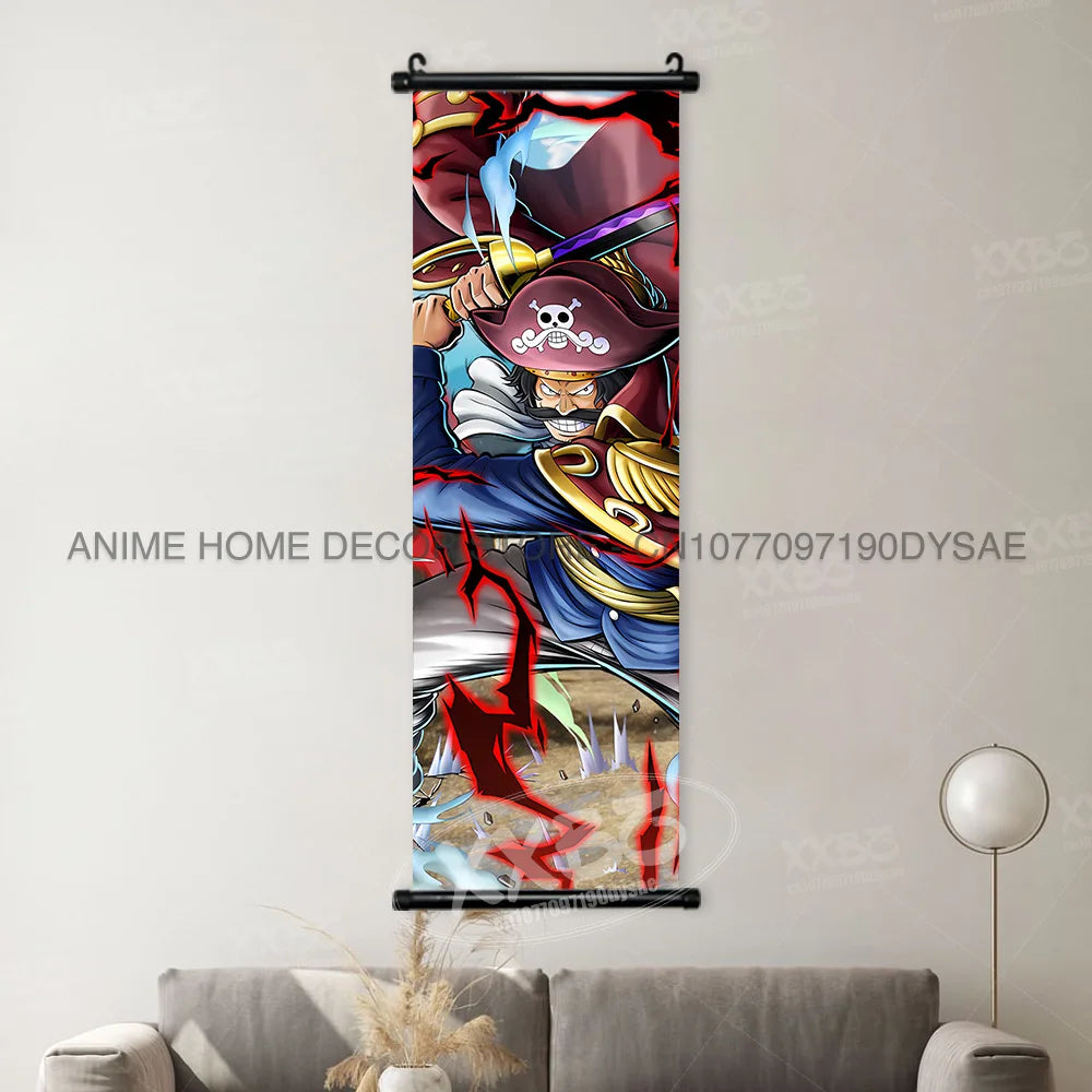 Poster One Piece – Monkey D. Luffy & Roronoa Zoro, Décoration Murale Anime, Scroll Art Buggy & Crocodile