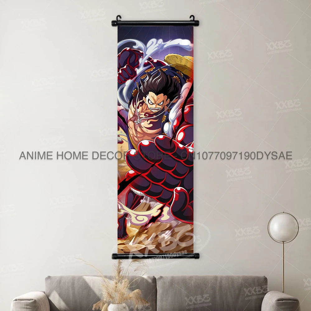 Poster One Piece – Monkey D. Luffy & Roronoa Zoro, Décoration Murale Anime, Scroll Art Buggy & Crocodile
