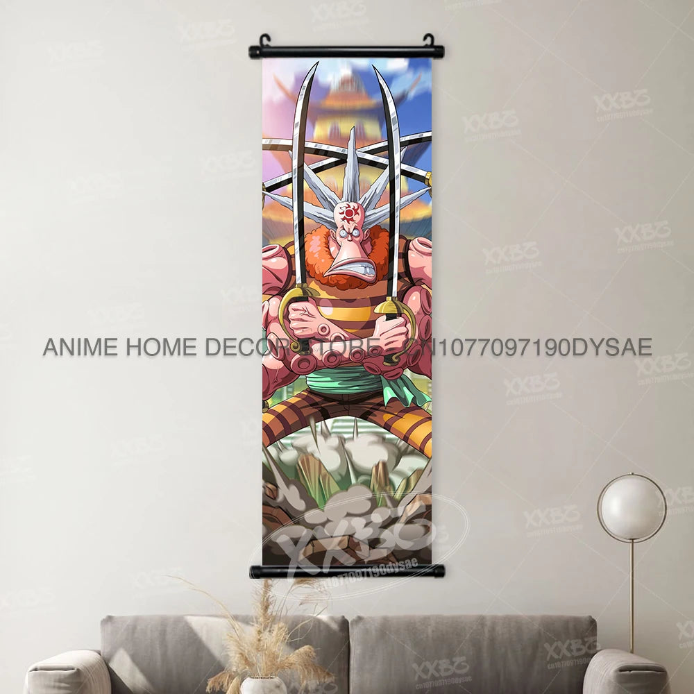 Poster One Piece – Monkey D. Luffy & Roronoa Zoro, Décoration Murale Anime, Scroll Art Buggy & Crocodile