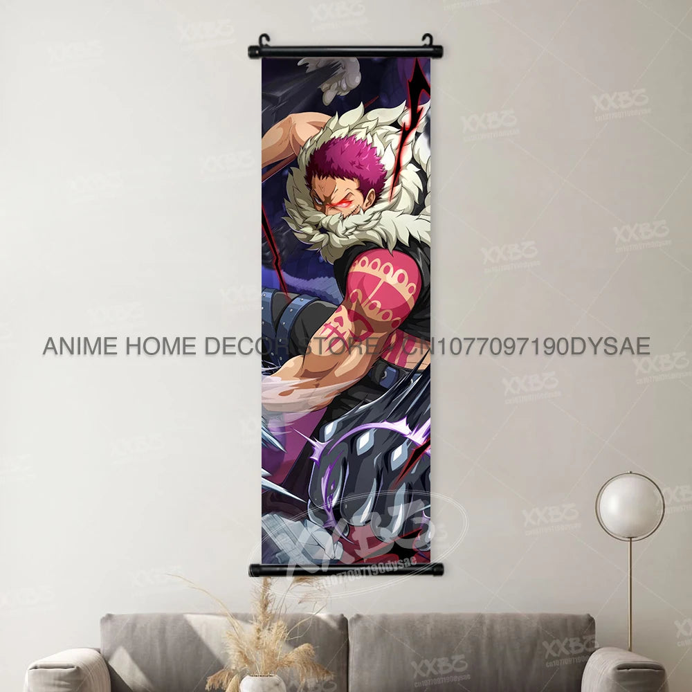 Poster One Piece – Monkey D. Luffy & Roronoa Zoro, Décoration Murale Anime, Scroll Art Buggy & Crocodile