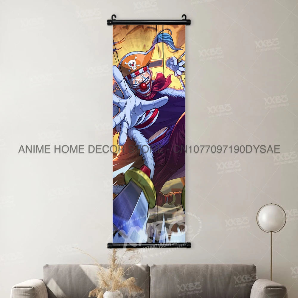 Poster One Piece – Monkey D. Luffy & Roronoa Zoro, Décoration Murale Anime, Scroll Art Buggy & Crocodile
